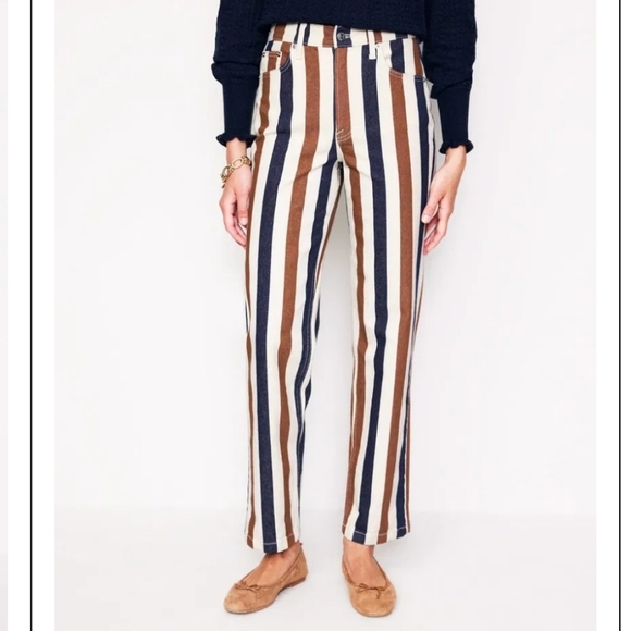 Boden Denim - Striped Straight Leg Ankle Jeans Size 31/12